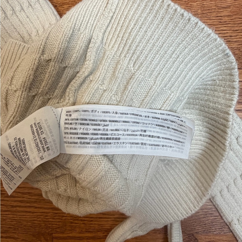 Abercrombie & Fitch Cable Knit Halter Sweater Cream Cold Shoulder Small - Picture 10 of 11